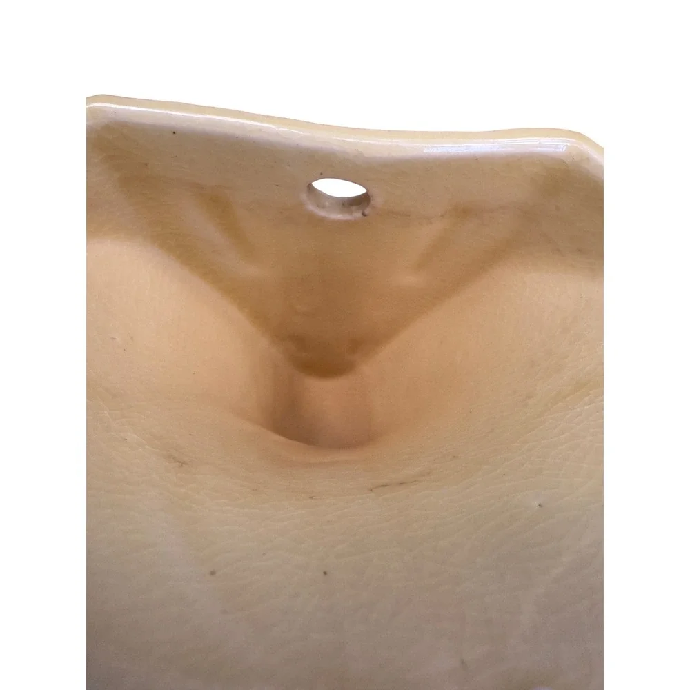 Vintage McCoy USA 73‎ Cornucopia Wall Pocket Vase Yellow White Mottled Glaze